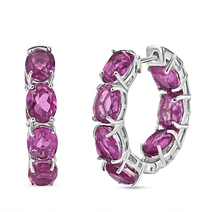 EverTrue African Lilac Quartz (Triplet) 20.75 ctw Hoop Earrings in Platinum Bond