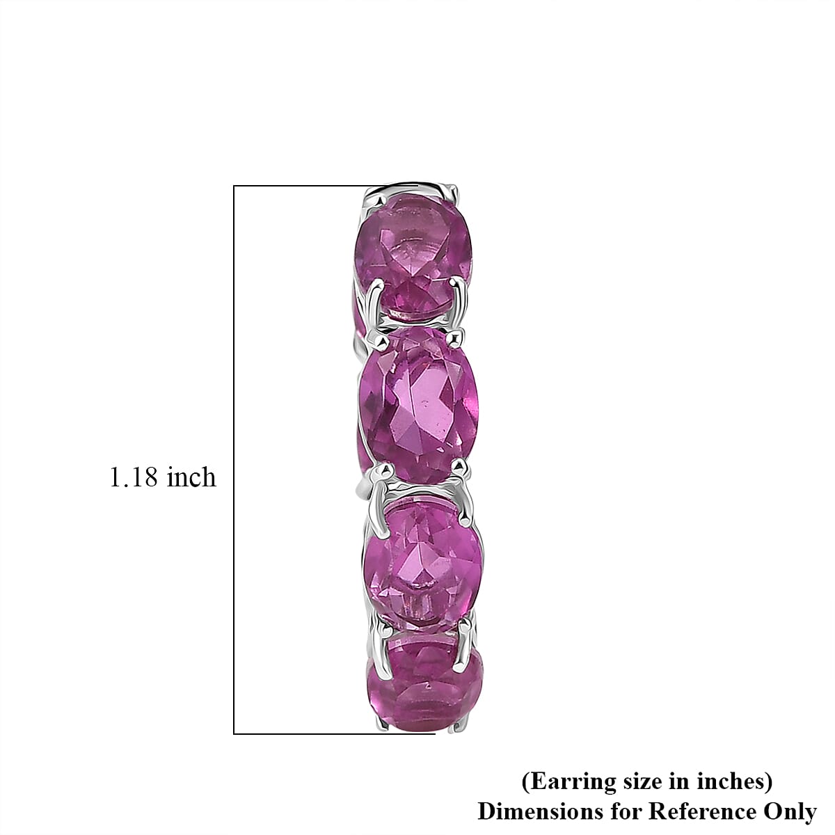 EverTrue African Lilac Quartz (Triplet) 20.75 ctw Radiant Rosary Glow Hoop Earrings in Platinum Bond