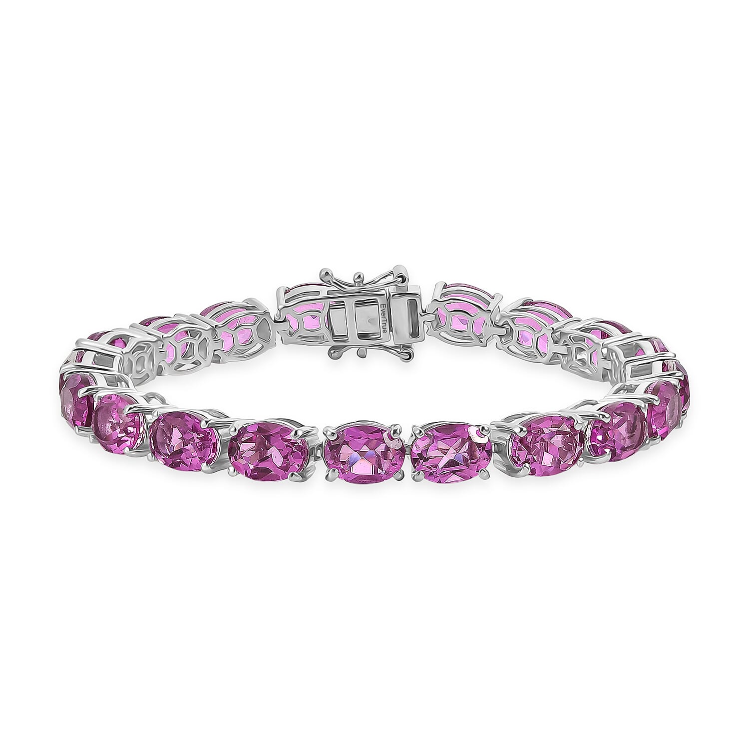 EverTrue African Lilac Quartz (Triplet) 28.20 ctw Radiant Rosary Glow Bracelet in Platinum Bond (6.50 In)