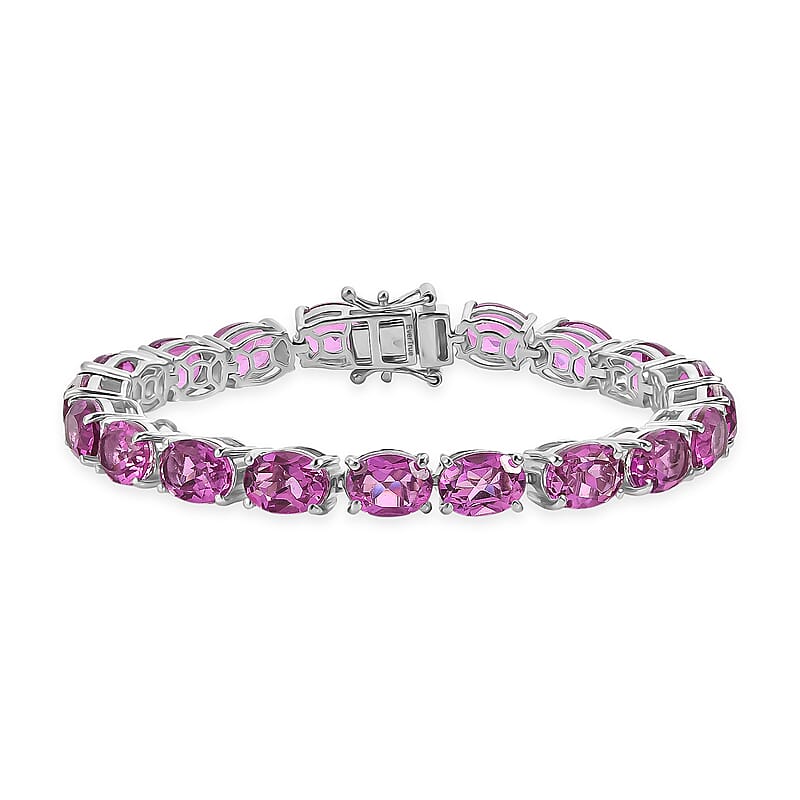 EverTrue African Lilac Quartz (Triplet) 28.20 ctw Radiant Rosary Glow Bracelet in Platinum Bond (6.50 In)