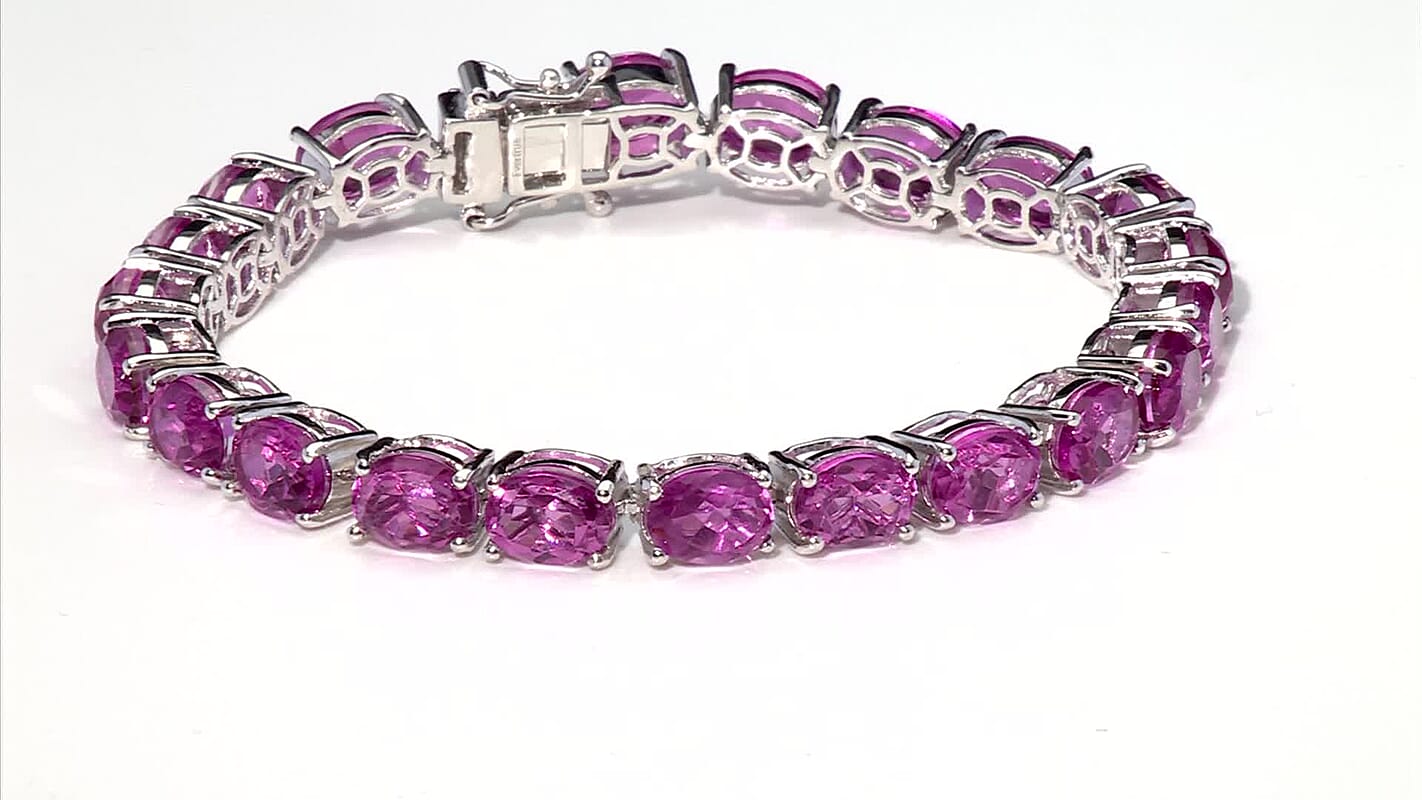 EverTrue African Lilac Quartz Bracelet in Platinum Bond (6.50 In) 28.00 ctw