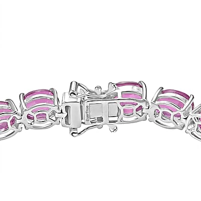 EverTrue African Lilac Quartz (Triplet) 26.25 ctw Radiant Rosary Glow Bracelet in Platinum Bond (7.25 In) (Ships in 5-7 Days)