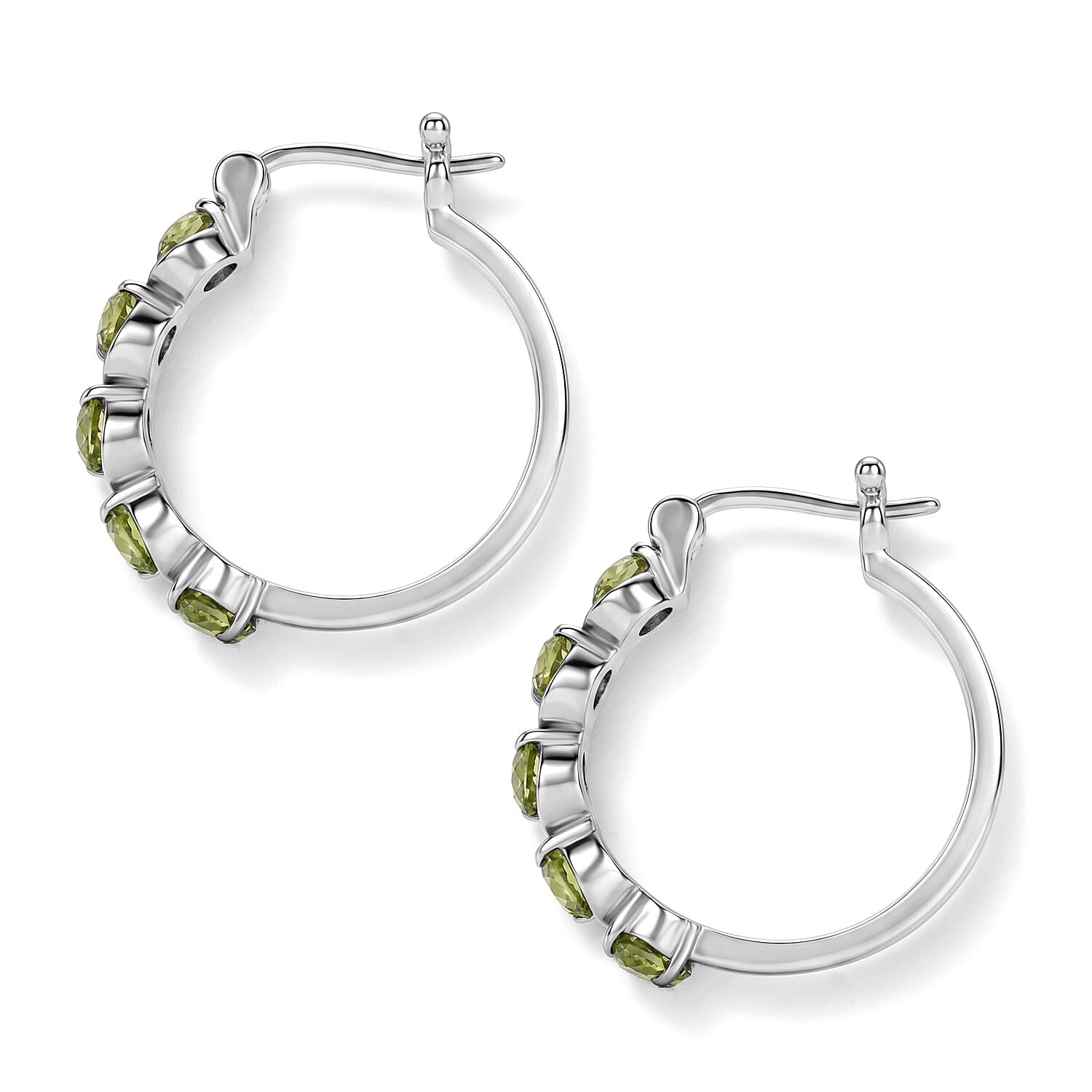 EverTrue Signity Khaki Topaz 3.20 ctw Hoop Earrings in Stainless Steel