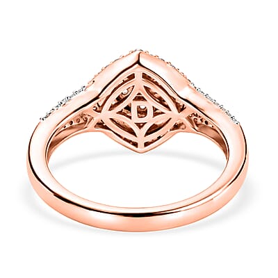 D'Joy Natural Pink and White Diamond I3 0.50 ctw Deco Rose Ring in 18K Vermeil Rose Gold Over Sterling Silver (Size 7.0)