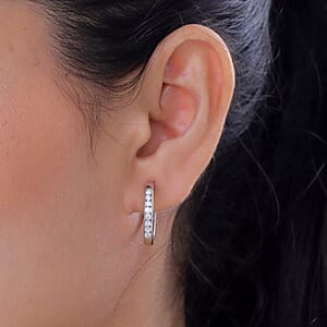 Luxuriant Lab Grown Diamond G-H SI 1.10 ctw Hoop Earrings in Rhodium Over Sterling Silver