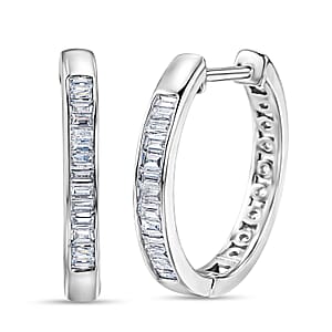 Luxuriant Lab Grown Diamond G-H SI 1.10 ctw Hoop Earrings in Rhodium Over Sterling Silver