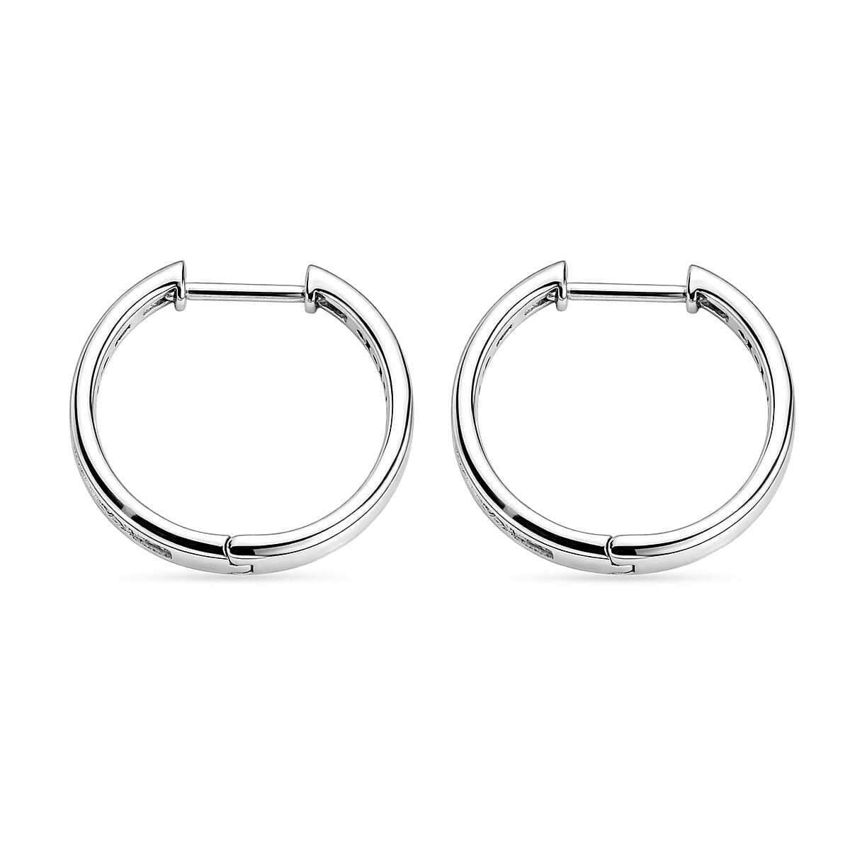 Luxuriant Lab Grown Diamond G-H SI 1.10 ctw Hoop Earrings in Rhodium Over Sterling Silver image number 4