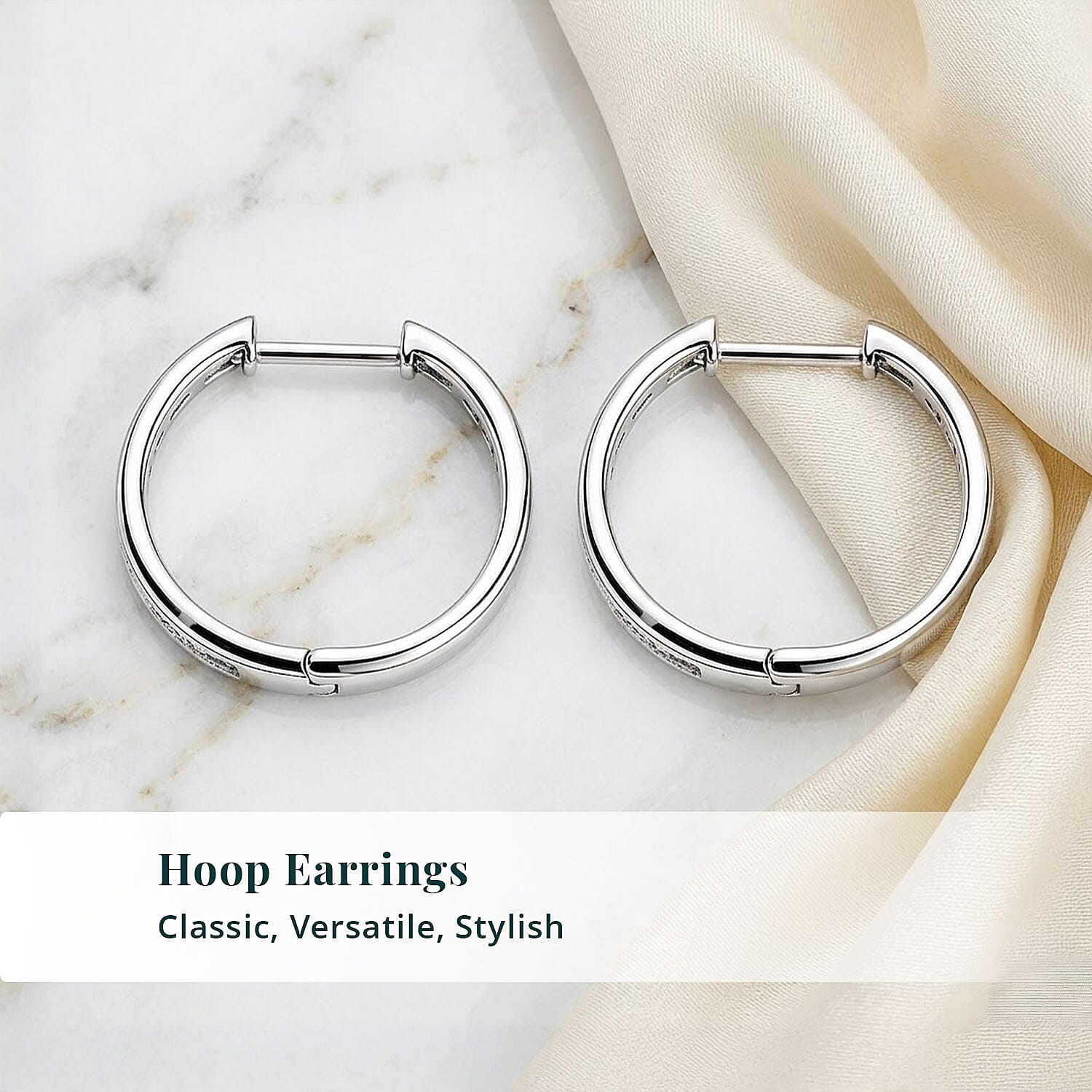 Luxuriant Lab Grown Diamond G-H SI 1.10 ctw Hoop Earrings in Rhodium Over Sterling Silver