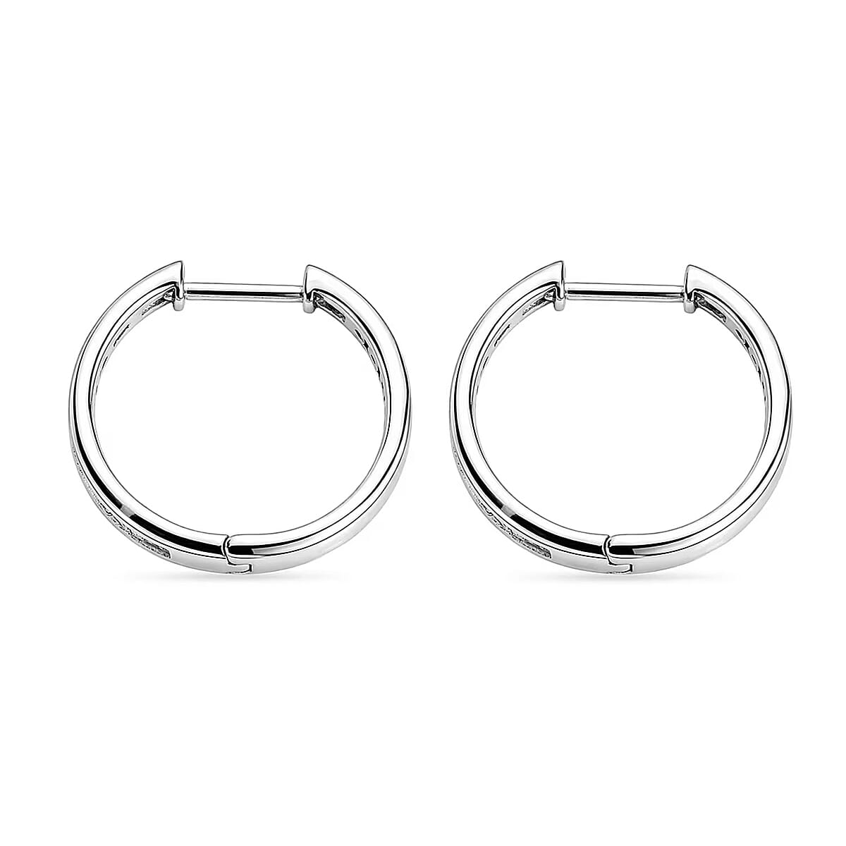 Luxuriant Lab Grown Diamond G-H SI 1.10 ctw Hoop Earrings in Rhodium Over Sterling Silver image number 7