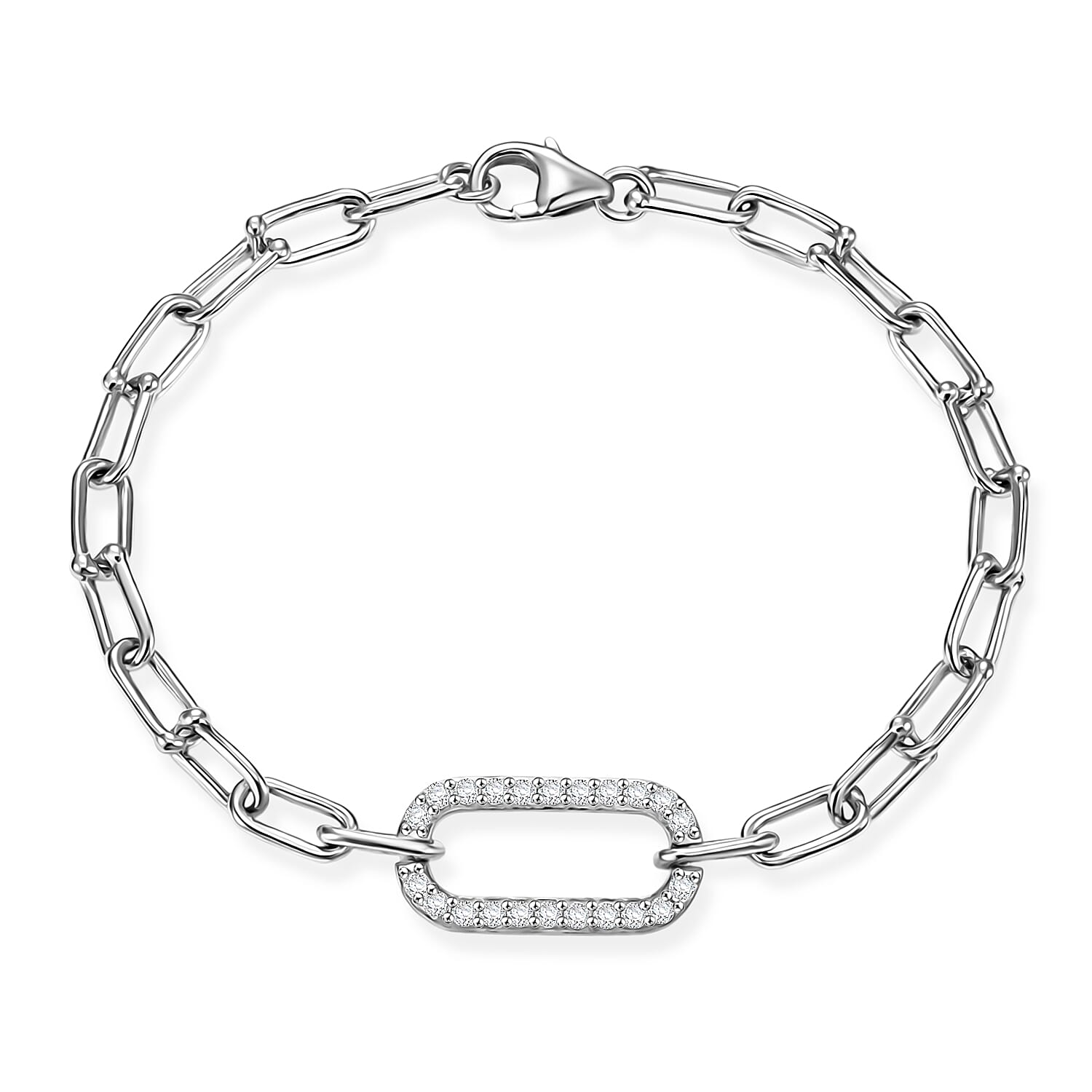 Luxuriant Lab Grown Diamond G-H SI 0.60 ctw Link Bracelet in Rhodium Over Sterling Silver (7.25 In)