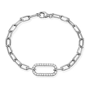 Luxuriant Lab Grown Diamond G-H SI 0.60 ctw Link Bracelet in Rhodium Over Sterling Silver (7.25 In)