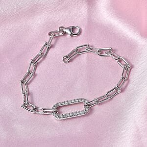 Luxuriant Lab Grown Diamond G-H SI 0.60 ctw Link Bracelet in Rhodium Over Sterling Silver (7.25 In)