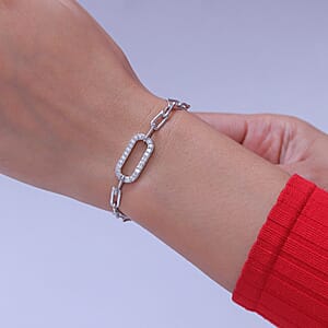 Luxuriant Lab Grown Diamond G-H SI 0.60 ctw Link Bracelet in Rhodium Over Sterling Silver (7.25 In)