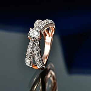 Luxuriant Lab Grown Diamond (G-H, SI) Ring in 18K Vermeil RG Over Sterling Silver