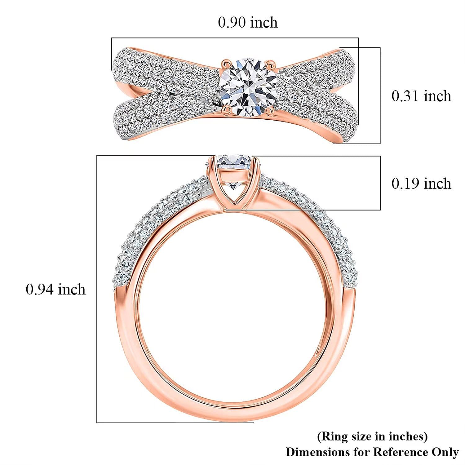 Luxuriant Lab Grown Diamond G-H SI 1.00 ctw Ribbon Bow Ring in 18K Vermeil Rose Gold Over Sterling Silver (Size 10.0)