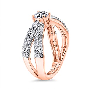 Luxuriant Lab Grown Diamond (G-H, SI) Ring in 18K Vermeil RG Over Sterling Silver