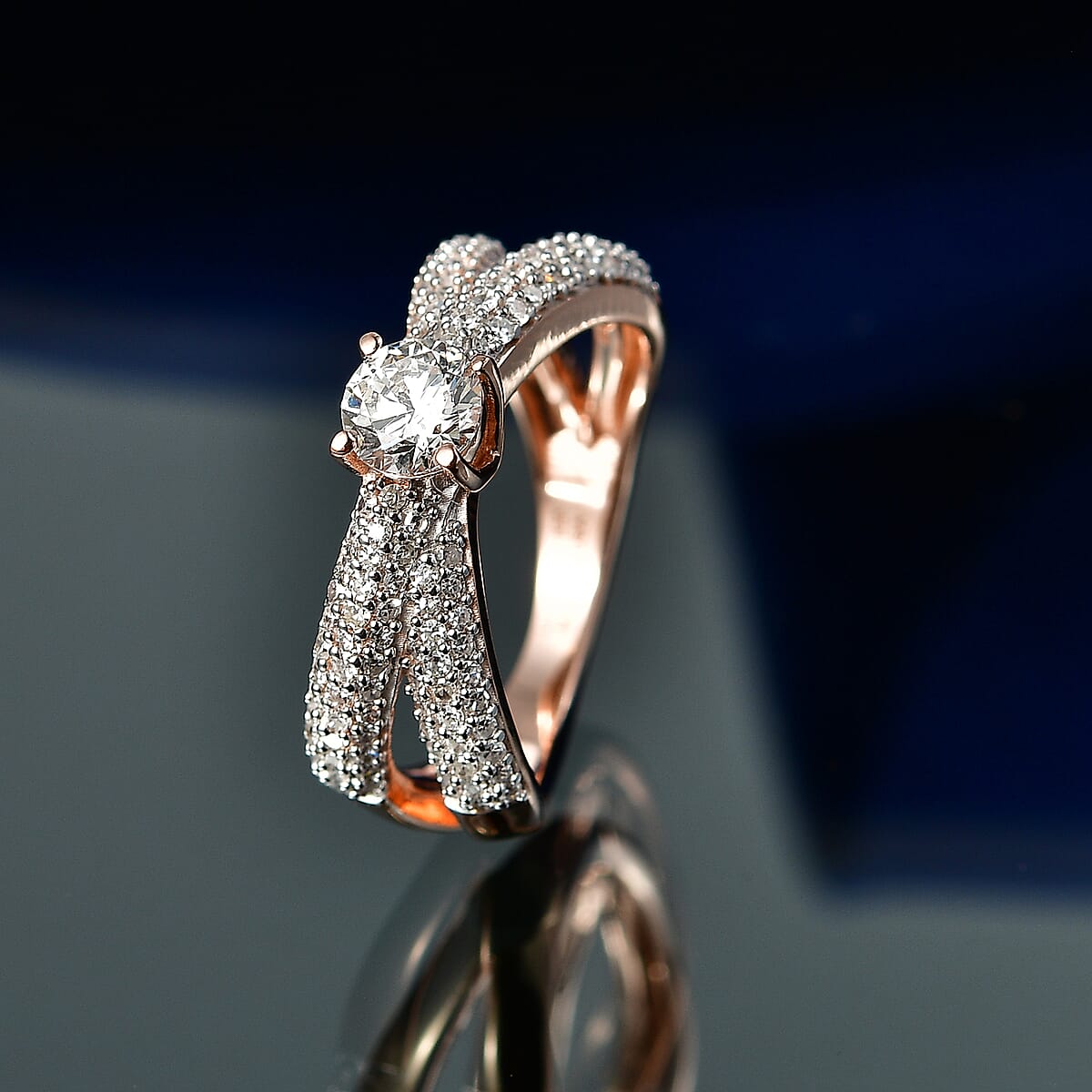 Luxuriant Lab Grown Diamond (G-H, SI) Ring in 18K Vermeil RG Over Sterling Silver image number 1