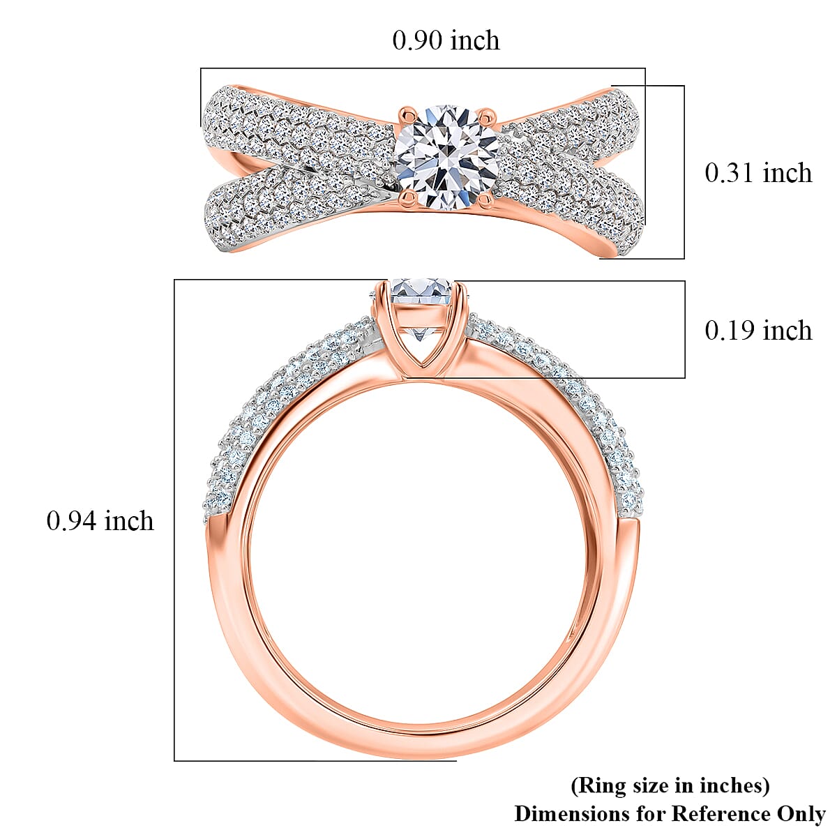 Luxuriant Lab Grown Diamond (G-H, SI) Ring in 18K Vermeil RG Over Sterling Silver image number 5