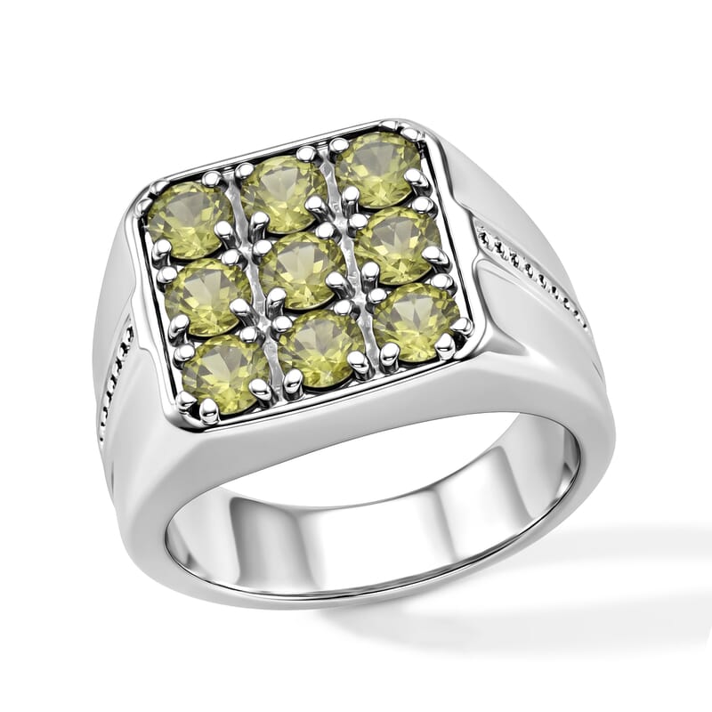 EverTrue Signity Khaki Topaz 3.55 ctw Ring in Stainless Steel (Size 9.0)