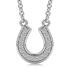 D'Joy White Topaz 0.30 ctw Necklace in Rhodium Over Sterling Silver and Stainless Steel 18-20 Inches 