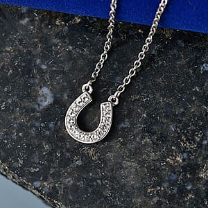 D'Joy White Topaz 0.30 ctw Necklace in Rhodium Over Sterling Silver and Stainless Steel 18-20 Inches 