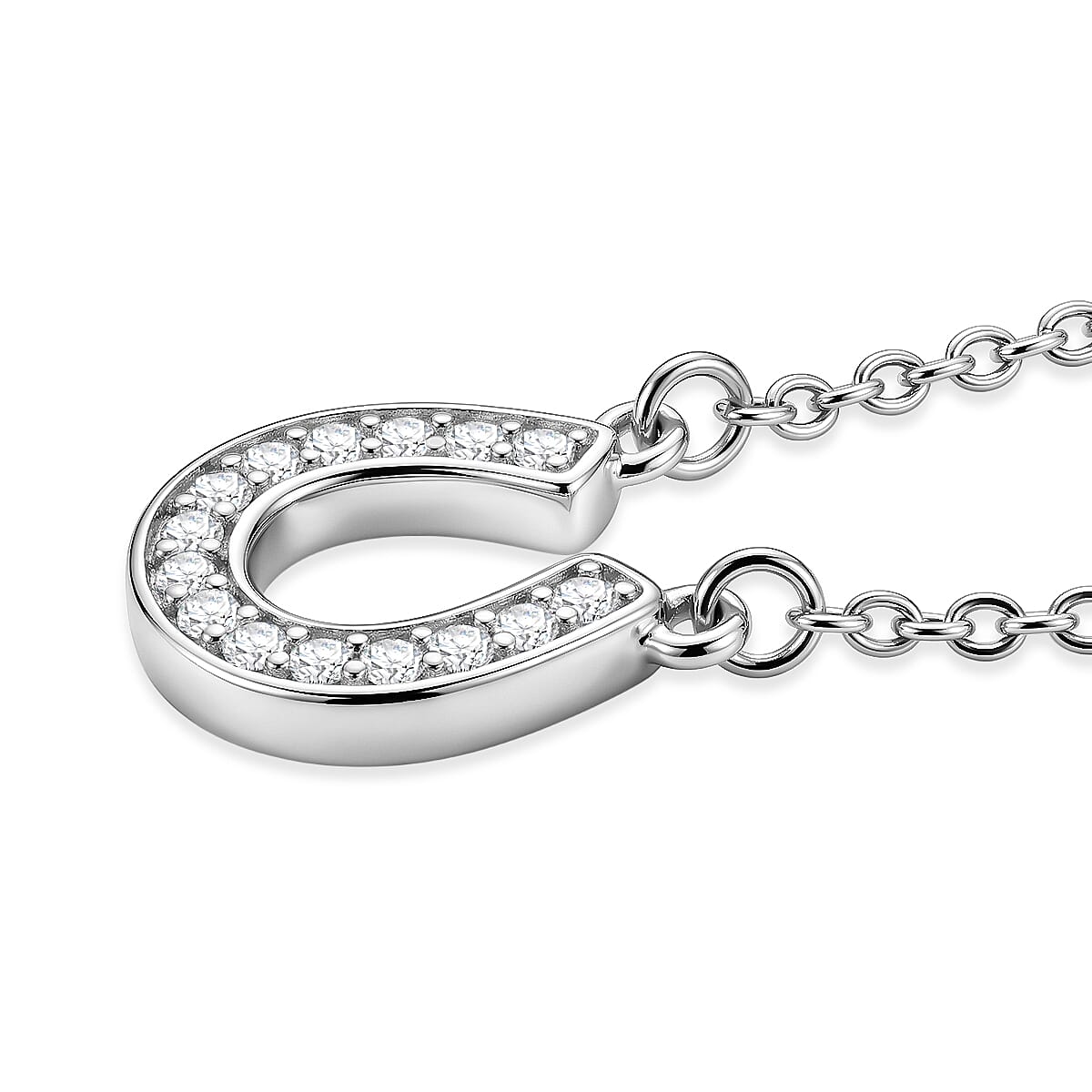 D'Joy White Topaz 0.30 ctw Necklace in Rhodium Over Sterling Silver and Stainless Steel 18-20 Inches  image number 3