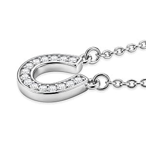 D'Joy White Topaz 0.30 ctw Necklace in Rhodium Over Sterling Silver and Stainless Steel 18-20 Inches 