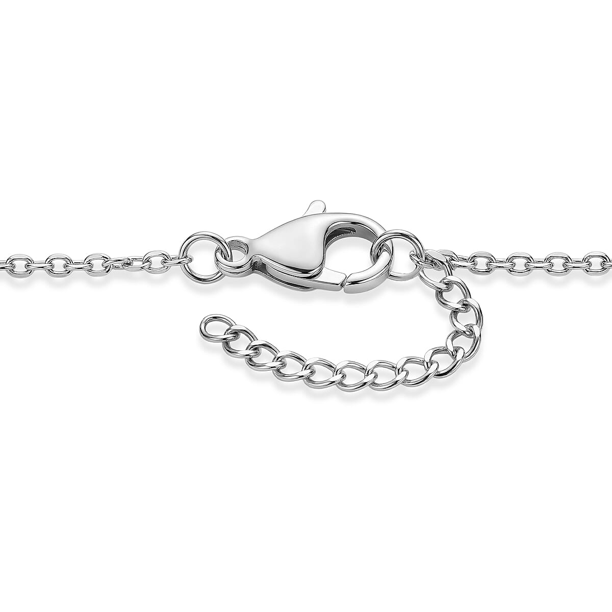 D'Joy White Topaz 0.30 ctw Horseshoe Necklace in Rhodium Over Sterling Silver and Stainless Steel 18-20 Inches
