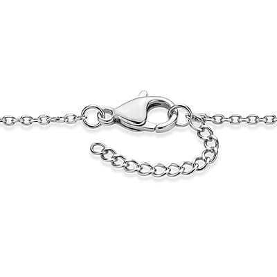 D'Joy White Topaz 0.30 ctw Horseshoe Necklace in Rhodium Over Sterling Silver and Stainless Steel 18-20 Inches