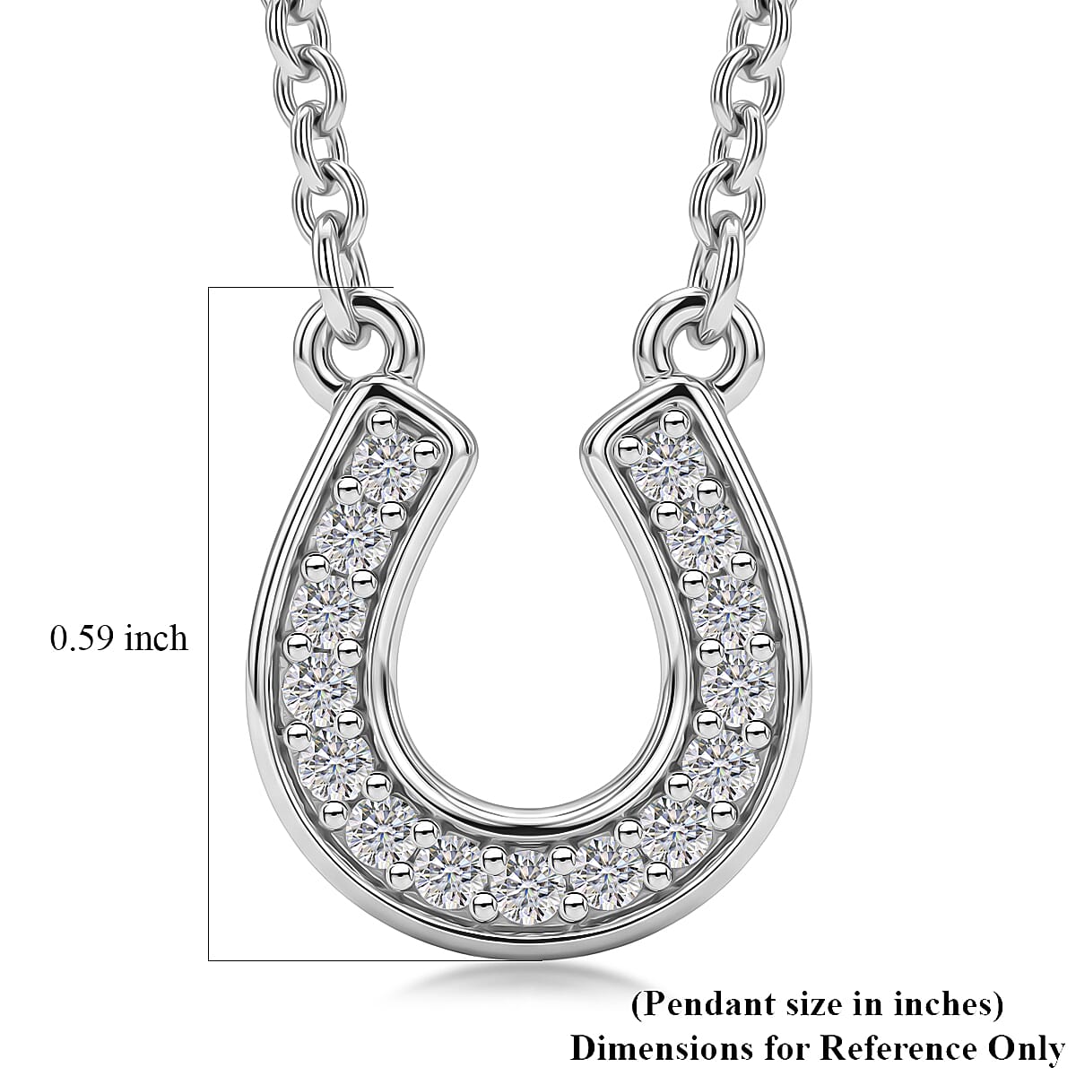 D'Joy White Topaz 0.30 ctw Horseshoe Necklace in Rhodium Over Sterling Silver and Stainless Steel 18-20 Inches