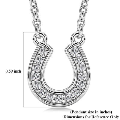 D'Joy White Topaz 0.30 ctw Horseshoe Necklace in Rhodium Over Sterling Silver and Stainless Steel 18-20 Inches