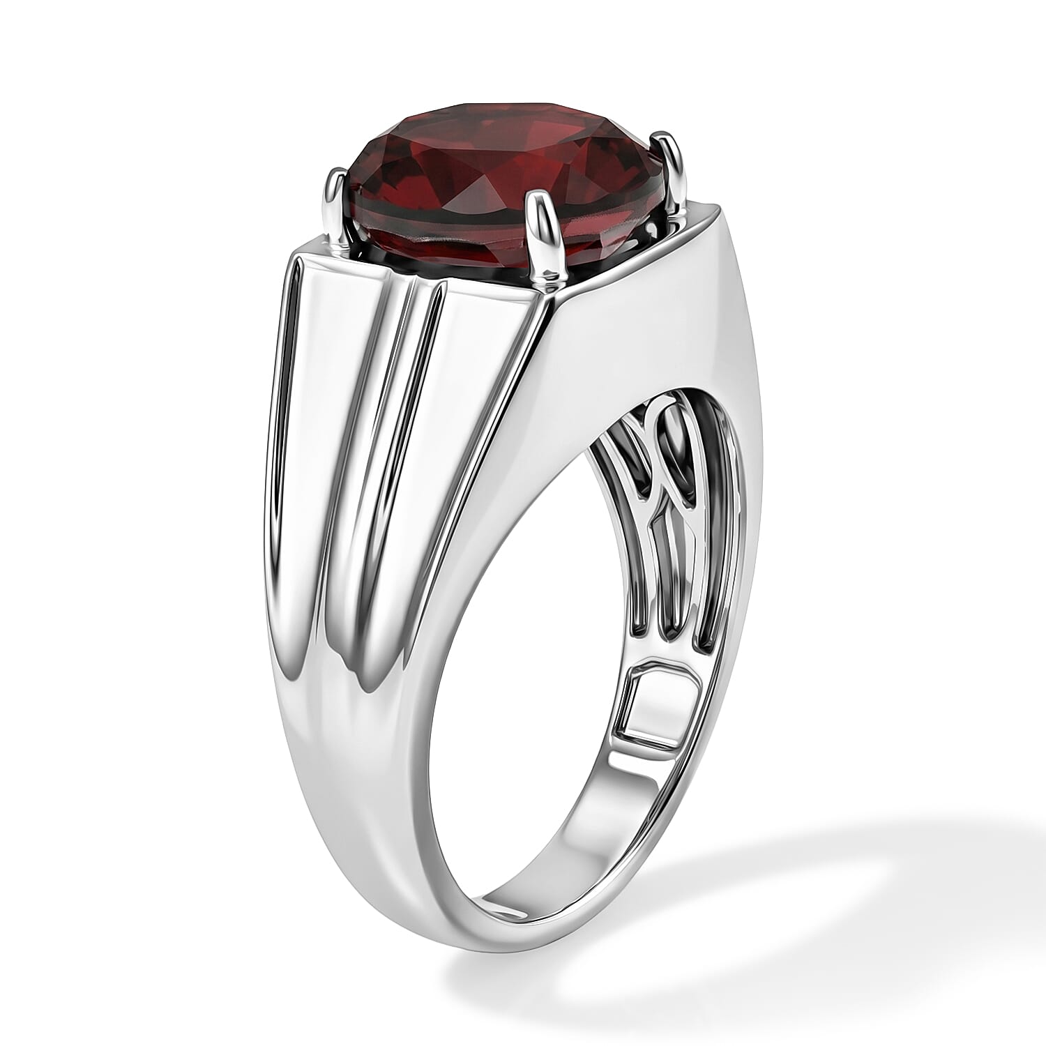 EverTrue Blazing Red Quartz (Triplet) 5.80 ctw Men's Ring in Platinum Bond (Size 9.0)