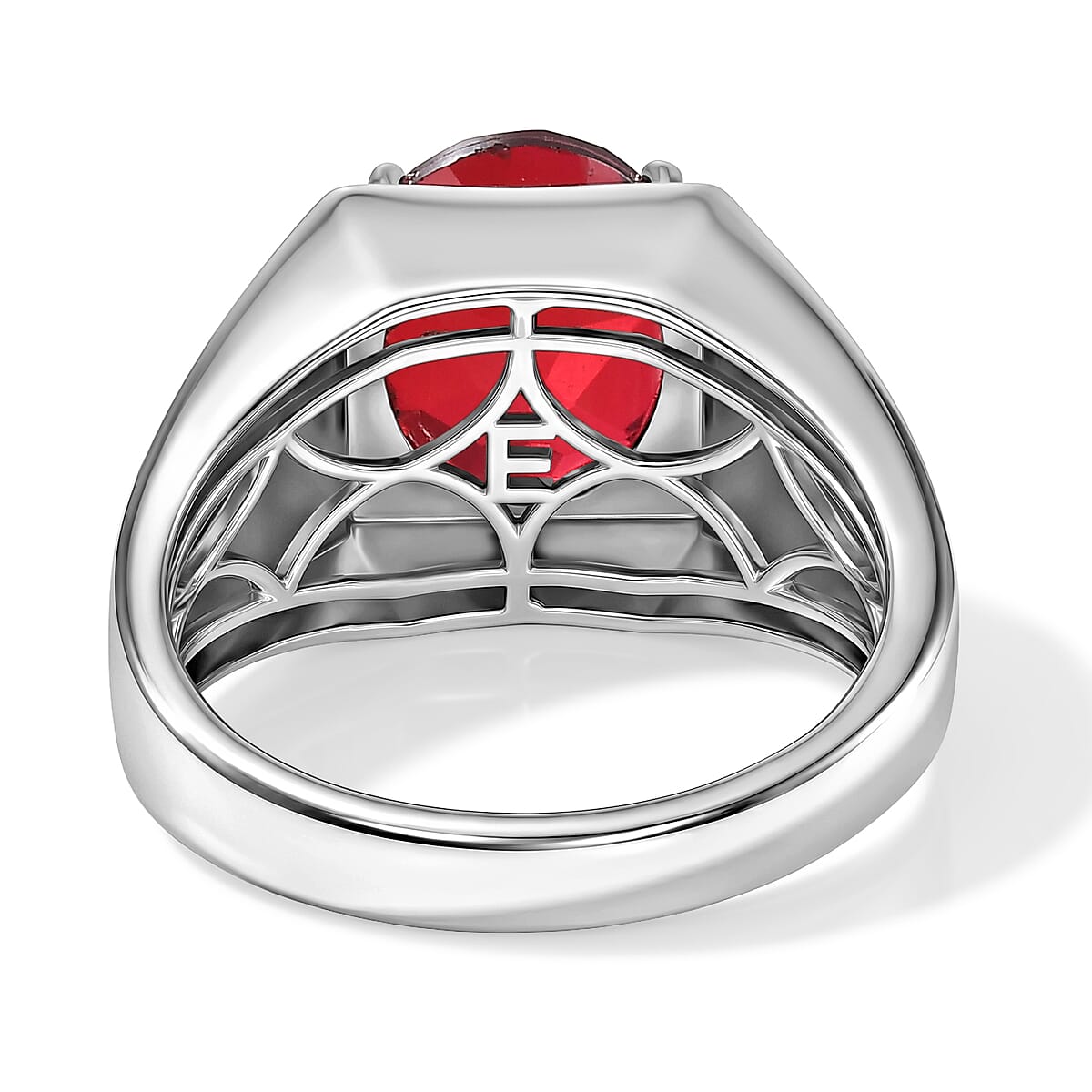 EverTrue Blazing Red Quartz (Triplet) 5.80 ctw Men's Ring in Platinum Bond (Size 9.0) image number 4