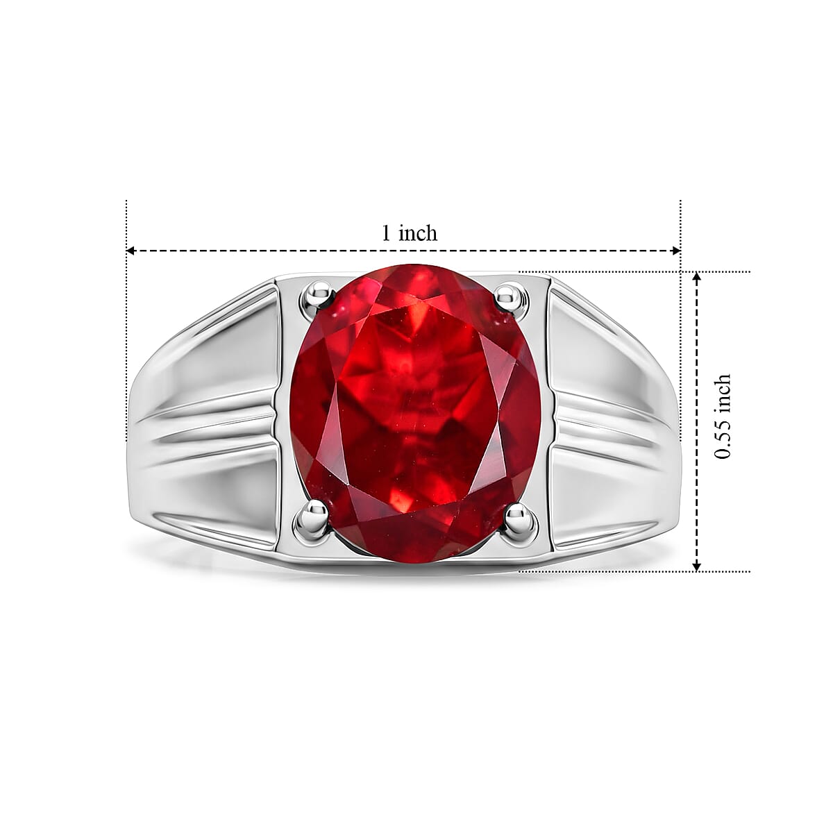 EverTrue Blazing Red Quartz (Triplet) 5.80 ctw Men's Ring in Platinum Bond (Size 9.0) image number 5