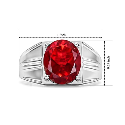 EverTrue Blazing Red Quartz (Triplet) 5.80 ctw Men's Ring in Platinum Bond (Size 9.0)