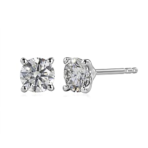 D'Joy Moissanite 1.50 ctw Solitaire Stud Earrings in Rhodium Over Sterling Silver