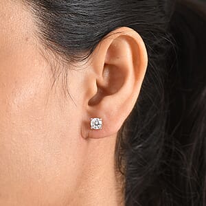 D'Joy Moissanite 1.50 ctw Solitaire Stud Earrings in Rhodium Over Sterling Silver