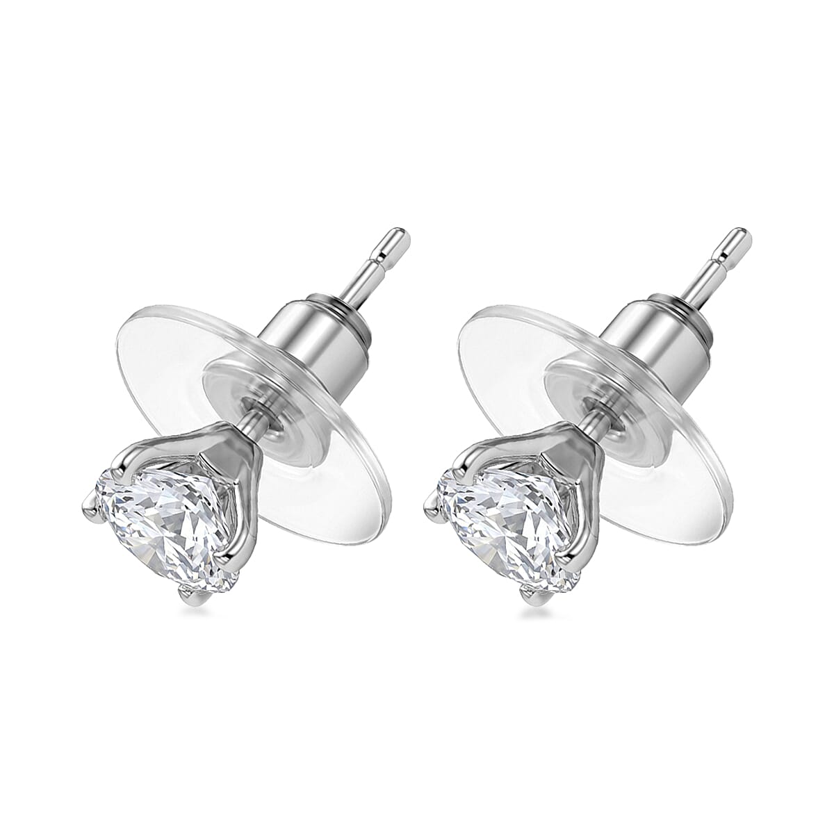 D'Joy Moissanite 1.50 ctw Solitaire Stud Earrings in Rhodium Over Sterling Silver