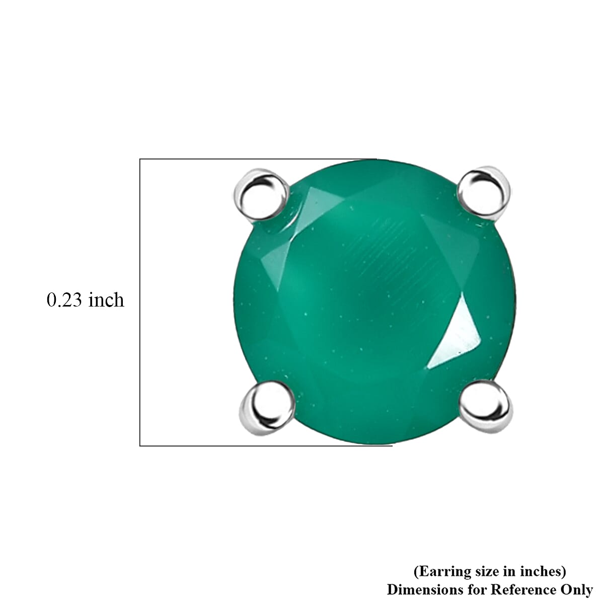 D'Joy Verde Onyx 1.70 ctw Solitaire Stud Earrings in Rhodium Over Sterling Silver image number 4