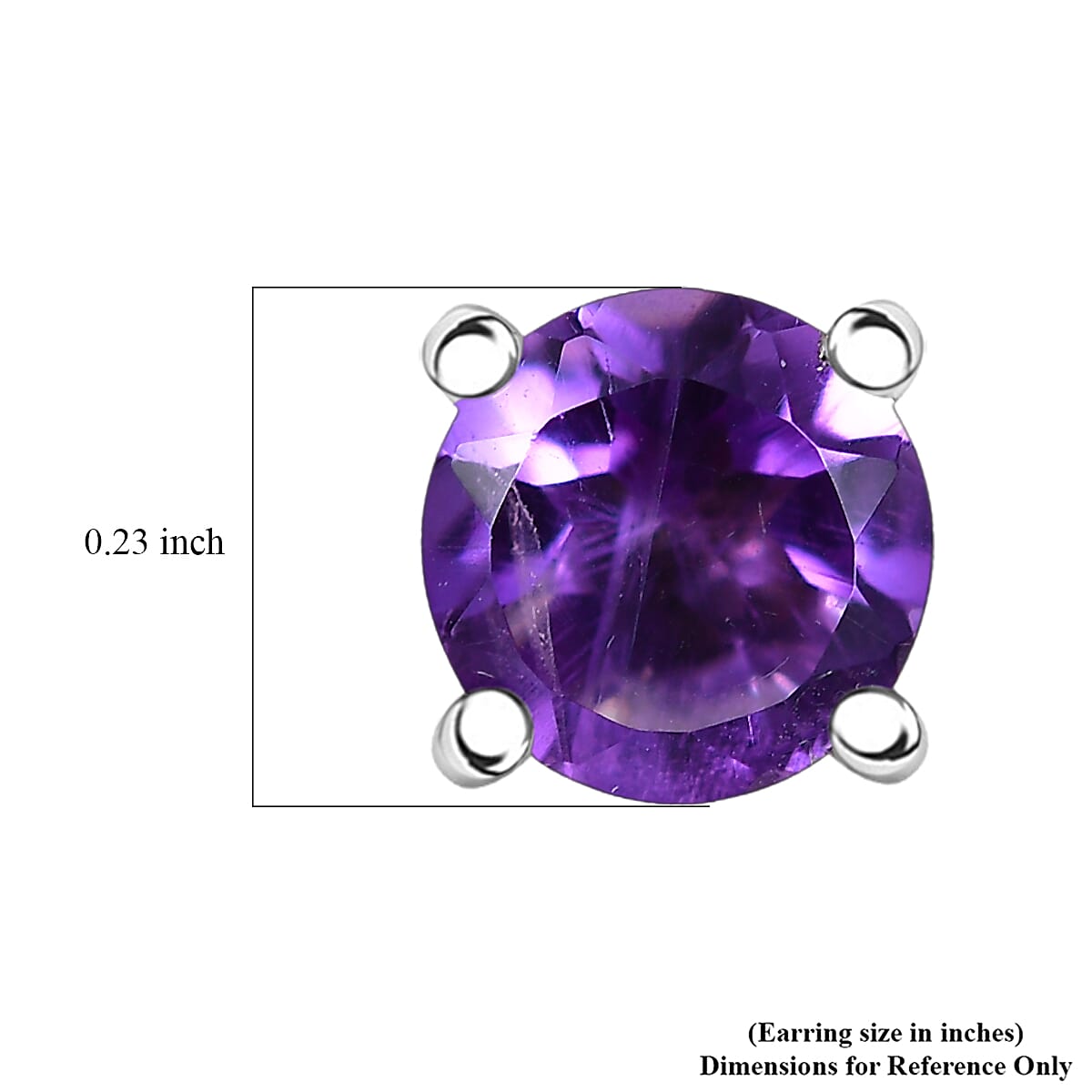 D'Joy African Amethyst 1.60 ctw Solitaire Stud Earrings in Rhodium Over Sterling Silver image number 4
