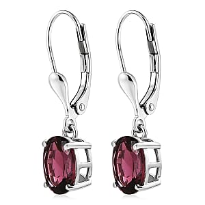 D'Joy Orissa Rose Garnet 3.15 ctw Lever Back Earrings in Rhodium Over Sterling Silver