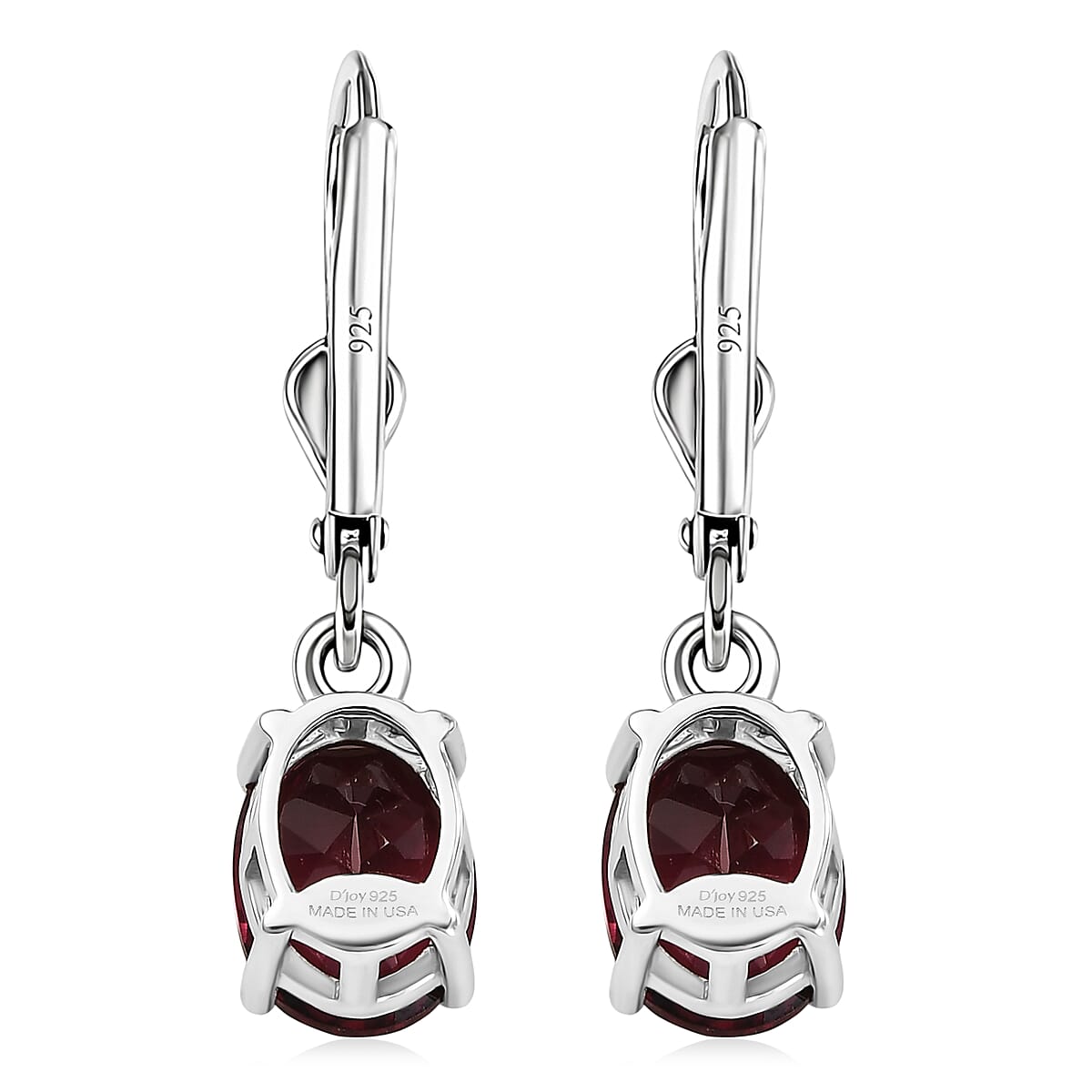 D'Joy Orissa Rose Garnet 3.15 ctw Lever Back Earrings in Rhodium Over Sterling Silver image number 5