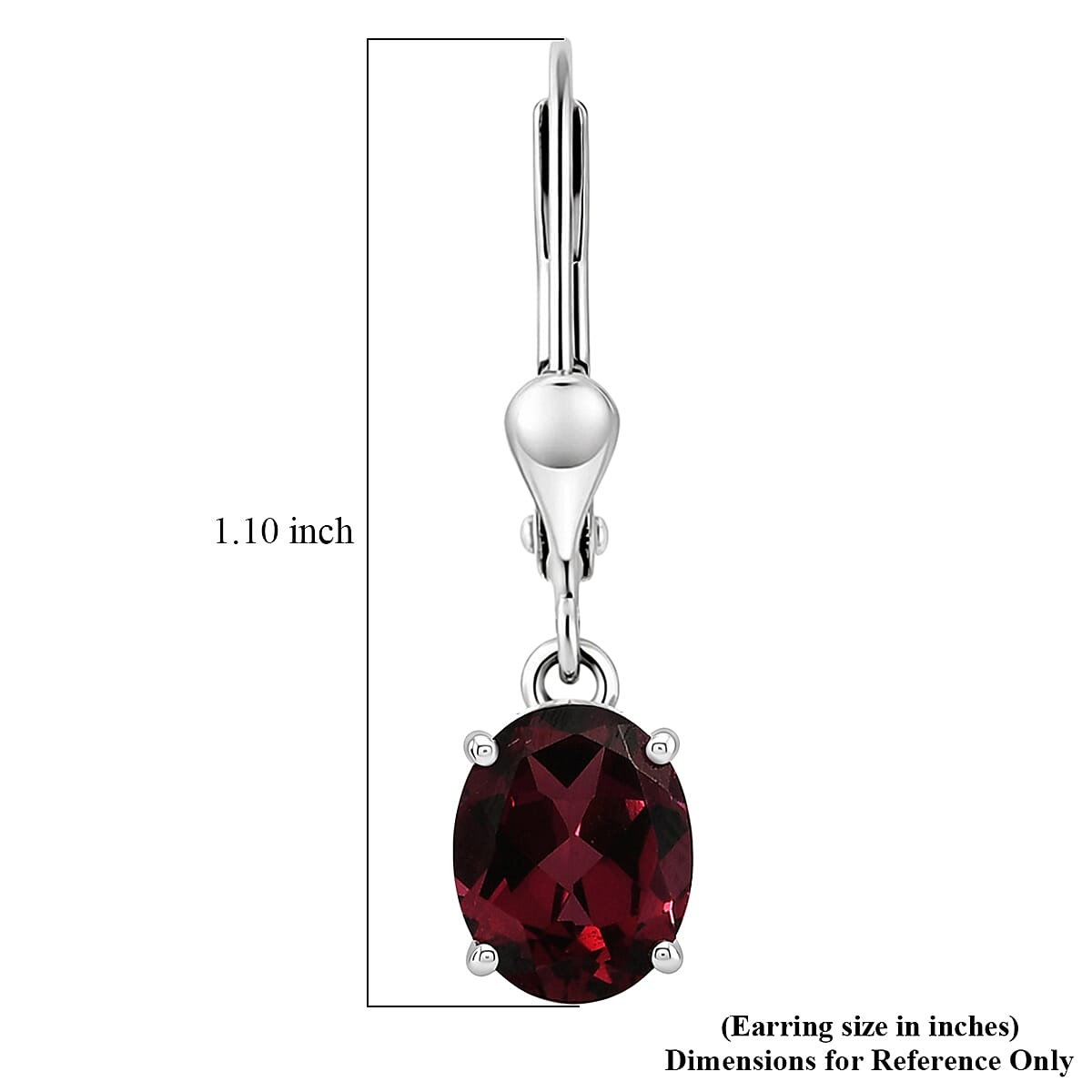 D'Joy Orissa Rose Garnet 3.15 ctw Lever Back Earrings in Rhodium Over Sterling Silver