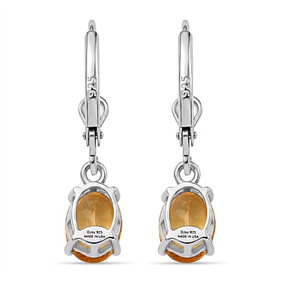 D'Joy Brazilian Citrine 2.20 ctw Earrings in Rhodium Over Sterling Silver