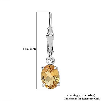 D'Joy Brazilian Citrine 2.20 ctw Earrings in Rhodium Over Sterling Silver