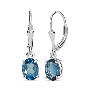 D'Joy Teal Fluorite 3.10 ctw Earrings in Rhodium Over Sterling Silver