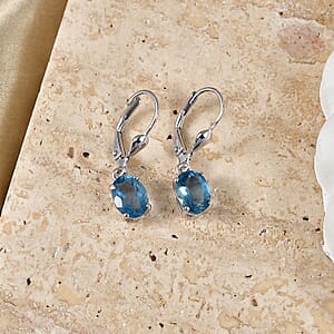 D'Joy Teal Fluorite 3.10 ctw Earrings in Rhodium Over Sterling Silver