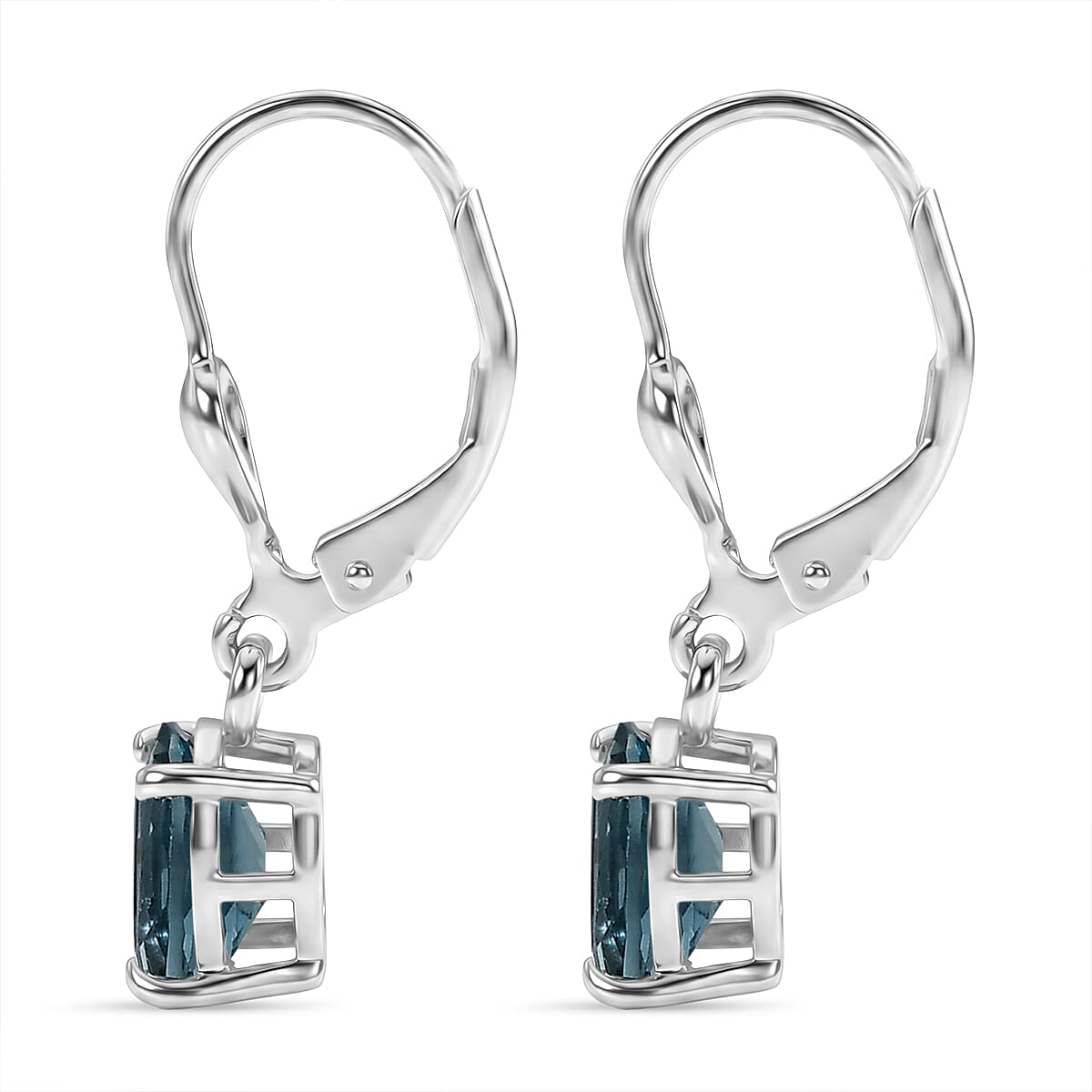 D'Joy Teal Fluorite 3.10 ctw Earrings in Rhodium Over Sterling Silver image number 3
