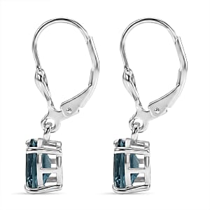 D'Joy Teal Fluorite 3.10 ctw Earrings in Rhodium Over Sterling Silver