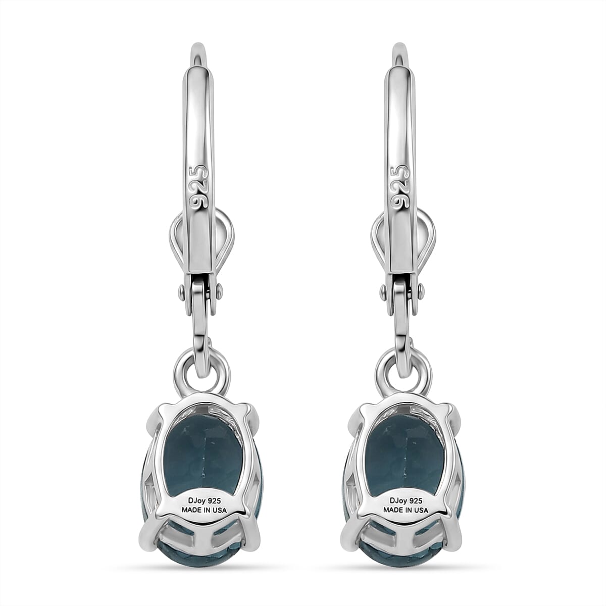 D'Joy Teal Fluorite 3.10 ctw Earrings in Rhodium Over Sterling Silver image number 4